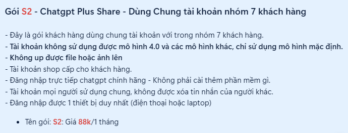 Gói chatgpt plus 4 share 2